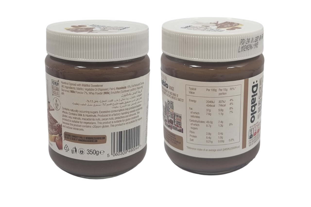 Diablo Sugar Free Hazelnut & Chocolate Spread with Sweetener 350g